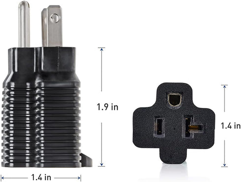 NEMA 5-15P to 5-15/20R Adapter,15 Amp Household Plug to 20 Amp T-Blade Female Adapter,15 Amp Male to 20 Amp Female Plug Outlet 3 Prong Household T...
