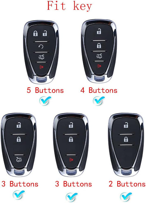 Royalfox 3 4 5 6 Buttons 3D Bling Diamond Rhinestones Smart Remote Key Fob Case Cover for 2016 2017 2018 2019 2020 2021 2022 Chevrolet Malibu Cama...
