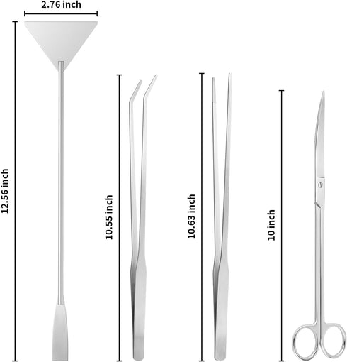 Aquascape Tools Aquarium Kit - 4PCS Terrarium Supplies Include Long Tweezers for Terrarium, Feeding Tongs, Aquarium Scissors, Aquarium Algae Scrap...