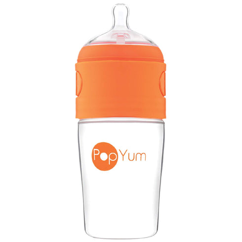 PopYum 9 oz Orange Anti-Colic Formula Making/Mixing/Dispenser Baby Bottle with #2 Medium Flow Nipple, 260 ml, BPA-Free, Natural Latch...