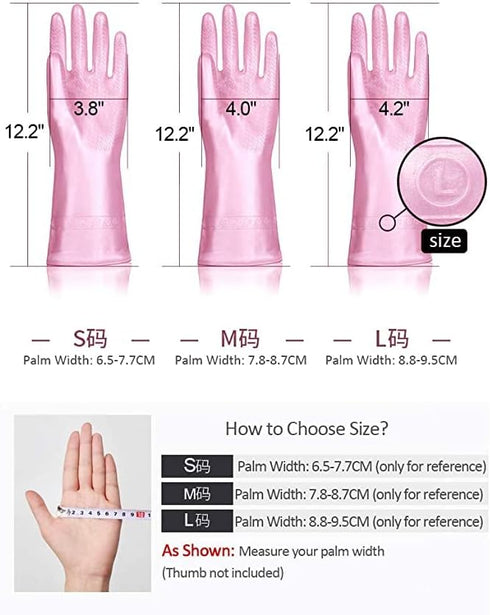 Alimat PluS 1 Pack Reusable Cleaning Gloves Latex Free (Medium), Dishwashing Gloves with Cotton Flock Liner and Embossed Palm, Waterproof Househol...