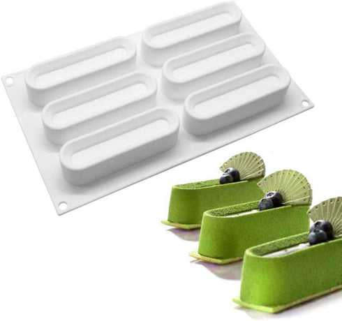 OCPO KITCHEN Eclair Silicone Mold for Baking Mousse Cake, French Dessert, Pastry, Chocolate, Ice Cream, Cake Decoration Mold, 3D Concave Eclair Sh...