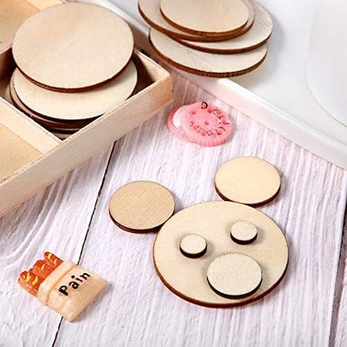 450 Pieces Unfinished Wood Slices Round Wooden Disc Circles Wooden Circles for Crafts Wood Cutouts Christmas Ornaments for Craft and Decoration, 5...