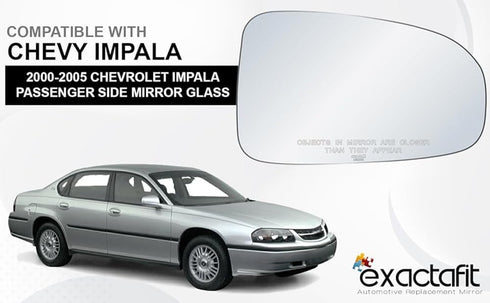 exactafit 8399R Passenger Side Mirror Glass Replacement Repair Compatible With 2000 2001 2002 2003 2004 2005 Chevy Impala...