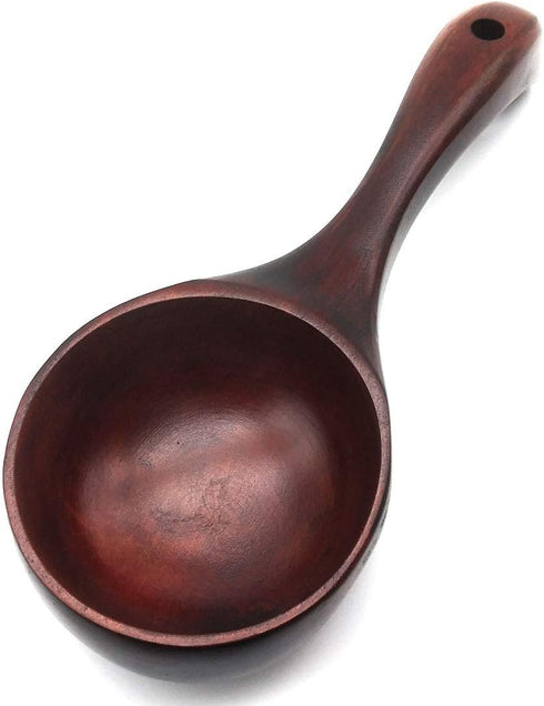 8 Inch Multipurpose Wooden Scoop Spoon Ladle With Short Handle Dark Brown Wood...
