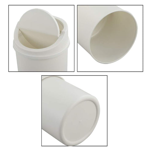 Tiny Trash Can with Swing Lid, Plastic Desktop Mini Waste Can, White...