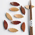 Japanese Natural Wooden Leaf Shape Chopstick Rest Spoon Fork Knife Holder,6 Pack (Q151010)...
