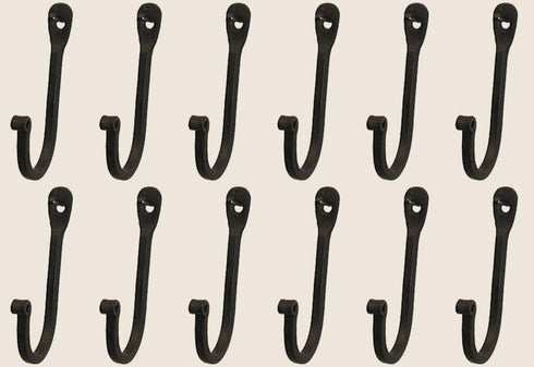 Colonial Tin Works Vintage Hand Forged Iron Classic Early American Plain Hook Black Set of 12 (Set of 12)...