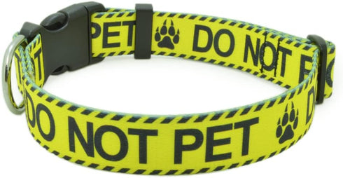 Dog Collar for DO NOT PET, Sturdy Durable with Buckle, Yellow Dog Collars for Small Medium Large Dogs, Premium Adjustable Polyester Pet Collar...