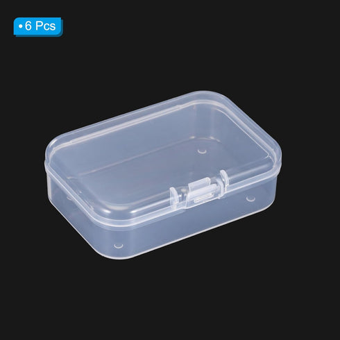 PATIKIL 6.5x4.5x2.5in Clear Storage Box with Hinged Lid, 6Pack Plastic Stackable Rectangle Organizer Container for Bead Jewelry Small Item Art Cra...