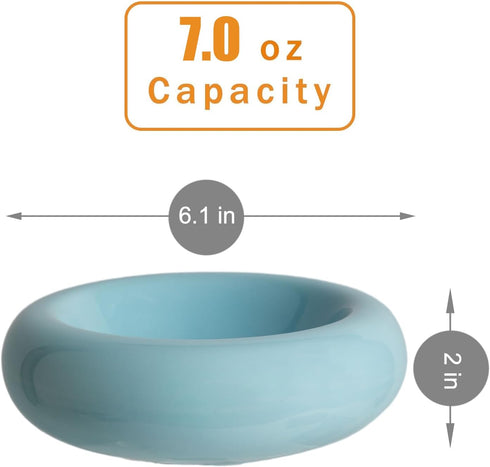 6.1 Inch Cat Bowls, 7 oz Ceramic Cat Food Bowl, Whisker Fatigue Relief Cat Bowl, Anti-Vomiting, Protect Spine, Perfect for Indoor Cats?Blue?...