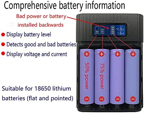 Battery Charger Case,Portable DIY Power Bank Box with LCD Display 2 USB Output,Micro and Type c Input, Smart Charger for 3.7v Li-ion Rechargeable ...