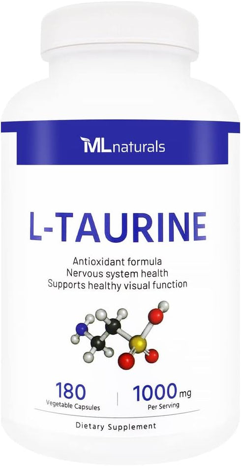 L-Taurine 1000 mg 180 Vegetable. 99.9% Purity L-Taurine. Nervous System Health & Antioxidant Support....