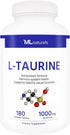 L-Taurine 1000 mg 180 Vegetable. 99.9% Purity L-Taurine. Nervous System Health & Antioxidant Support....