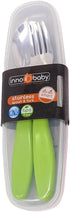 Innobaby Din Din Smart EZ Grip Spoon and Fork with Carrying Case, Utensil Set for Kids and Toddlers, BPA Free (Green)...