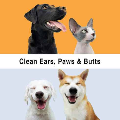 Urine Gone Pet Ears, Paws & Butt Cleaning & Moisturizing Wipes for Dogs & Cats - 70 Thick Grooming Wipes...