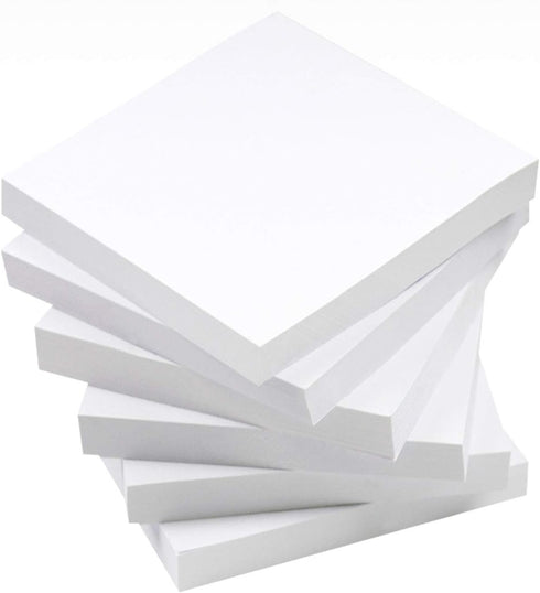White Sticky Notes, 6 Pads, 3 X 3 Inch, 100 Sheets/Pad, Self-Stick Notes Pads, Easy Post Notes for Office, School, Home (White)...