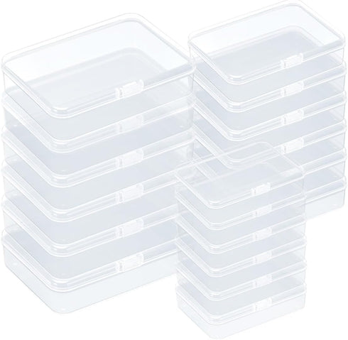 18Pcs Mini Storage Containers, Mixed Sizes Small Rectangular Clear Plastic Storage Containers Box with Hinged Lid for Beads, Organizie Tiny Items,...
