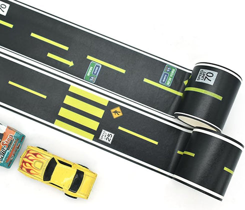 Toy Car Road Tape - Sticks to Flat Surfaces, No Residue; 30 ft. x 2 in. - Highway, Black...