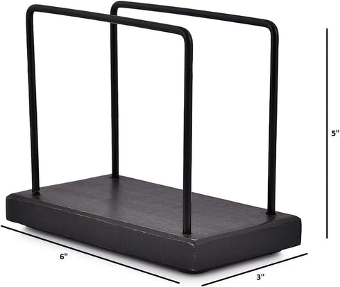 NIRMAN Acacia Wood Base Iron Standing Napkin Napkin Holder for Kitchen & Dining Tables, Indoor & Outdoor Use (Black) (6" x 3" x 5")...