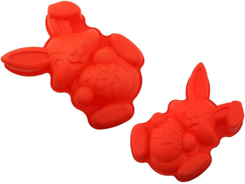 Non-stick Easter Bunny Rabbit Hold a Egg Silicone Cake Pan Mold Bakeware for Baking...