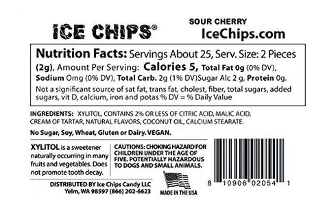 ICE CHIPS Xylitol Candy 3 Pack Assortment (Sour Apple, Sour Cherry, Lemon) 5.28 OZ...