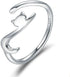Cute Cat Open Statement Ring 925 Sterling Silver Adjustable Simple Lovely Pet Wrap Stacking Engagement Wedding Finger Rings Fashion Jewelry for Wo...