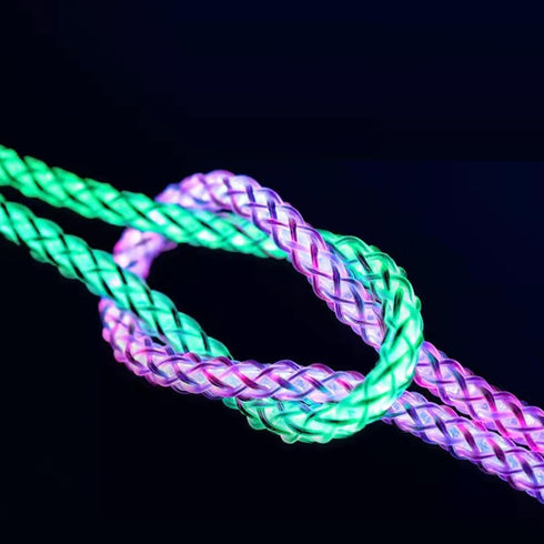IHAO RGB USB A to Type C Fast Charging Cable Phone Charger High Data Speed Light Up Colourful RGB Current Flowing for All USB C Device-39 Inches...
