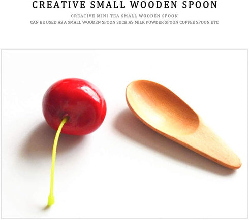 5 Pieces Mini Wooden Spoons, Small Salt Spoon with Short Handle Mini Wood Scoop for Spice Jars Tea Coffee Milk Powder, Natural Color...