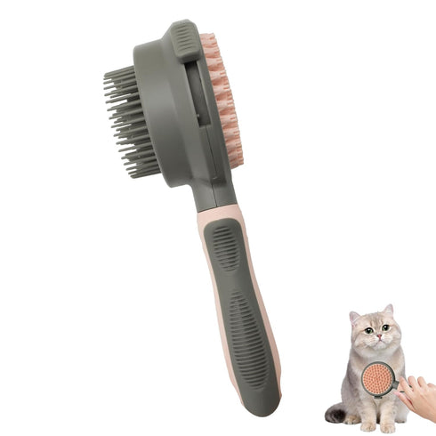 WishLotus Pet Brush, Double Sided Massaging Cat Hair Brush Retractable Self Cleaning Soft Pet Grooming Brush with Comfortable Handle for Grooming ...