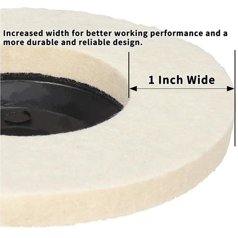 4 Inch Premium Wool Felt Polishing Disc, for 5/8 Angle Grinder, Very-Fine Buffing Wheel for Metal Wood Auto Body Work, 5 Pack...