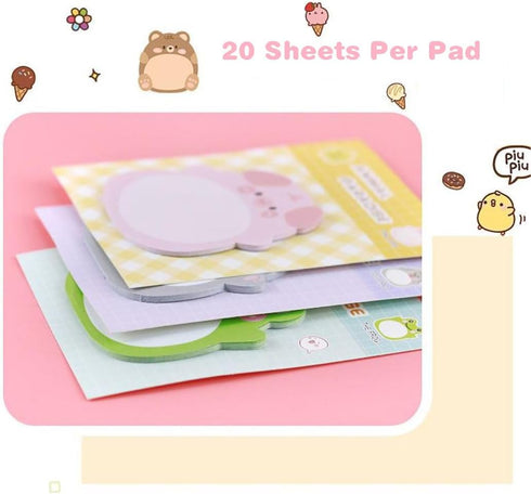 24 Pads Cute Animal Shaped Sticky Notes 8 Cute Patterns 3 Pads of Each Kawaii Self-Sticky Notes Memo Pad for School Office Home Kids Students Room...