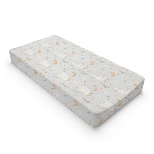Ducks Birds Changing Pad Cover, Ducks Butterflies Flowers Print Baby Diaper Changing Table Pad Cover, Unisex Ducks Flowers Floral Pattern Diaper C...