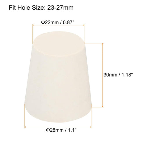 MECCANIXITY Rubber Tapered Plug 22mm to 28mm Solid Test Tubes Bungs Stopper White for Lab Home 12 Pieces...