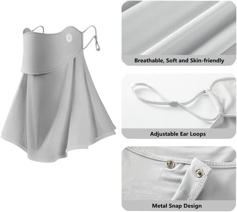 Unisex Sun Protection Face Mask with Adjustable Ear Loop Ice Silk Bandana Scarf Cooling Face Neck Covering UV Protection for Summer Outdoor Sports...