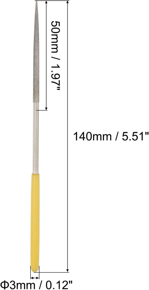 uxcell Diamond Needle Files, 3mm x 140mm Round Type File Handles Hand Tool for Metal Wood Stone Marble 2pcs...