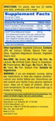 Ester-C Vitamin C, 500mg Tablets, 60-Count, Unflavored (Packaging May Vary)...