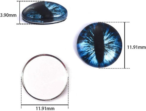 DROLE 100Pcs 12mm Assorted Eye Covered Cabochons Flatback Cabs Animal Doll Evil Eye Cabochon for DIY Crafts Jewelry Making...