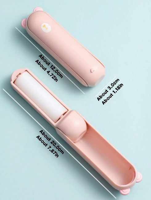 1pc Foldable Cartoon Mini Lint Roller That is Reusable, Compact, Portable, Water Washable and Suitable for ClothesI (Pink Bear)...