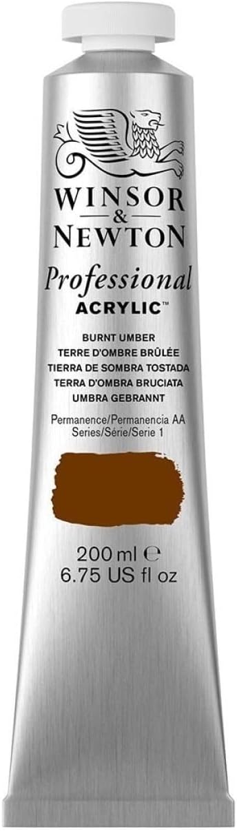 Winsor & Newton Professional Acrylic Paint, 200ml (6.75-oz) Tube, Burnt Umber...