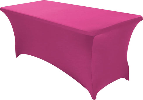 1Pack,4FT Fuchsia Spandex Table Cover Fitted Rectangular Tablecloth Stretchable Tablecloth 6 ft Wrinkle-Free for Party Tradeshows Banquet Weddings...