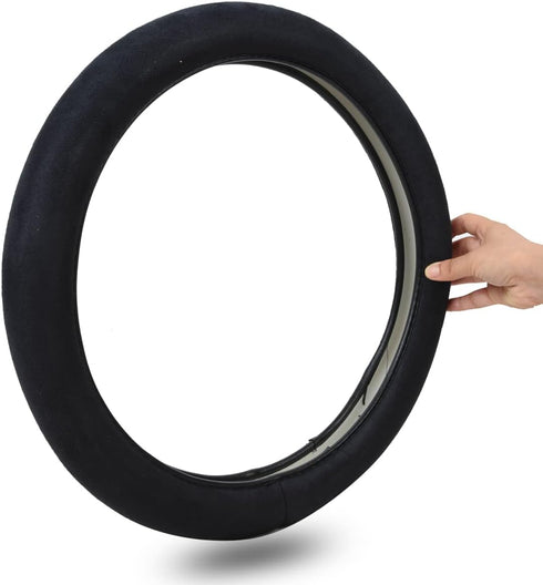 CAR PASS Black Faux Suede 14.5-15 Inch Memory Foam Steering Wheel Covers Breathable Anti-Slip Odorless Steering Wheel Universal Fit for Men Women...