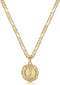 KissYan Initial Necklace For Women,14K Gold Plated Round Letter Pendant Necklace Capital Monogram Necklace Alphabets from A-Z Figaro Chain Necklac...