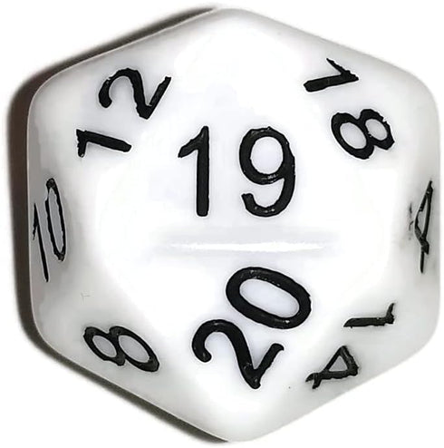 White with Black Numbers d20 Initiative Advantage Die for Role-Playing Games. 20 sided RPG Dice...