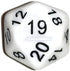 White with Black Numbers d20 Initiative Advantage Die for Role-Playing Games. 20 sided RPG Dice...