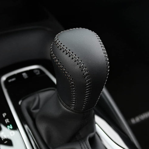 Gear Shift Knob Cover for Toyota Camry 2023 2022-2018 Corolla Hatchback Avalon 2019- 2022 Auto Leather Shifter Knob Trim (Black with Black Stitche...