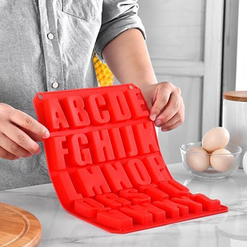 Silicone Letter Cake Mold BPA Free, Non-Stick Chocolate Mold Soft and Easy to Release, Decorating Silicone Red Mold Cake Baking Utensils Good Toug...
