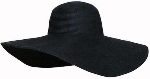 Womens Floppy Straw Hat Wide Brim Foldable Packable Braid Cap UV Protection Summer Gardening Hiking Beach Sun Hat (Black)...