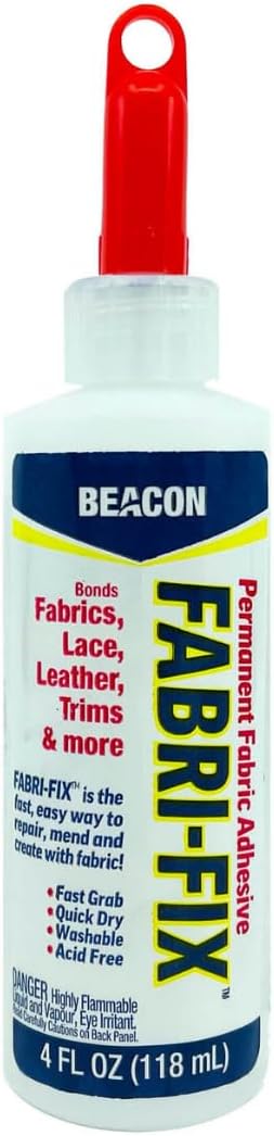 BEACON Fabri-Fix Bonding Solution - Fast Grab & Quick Dry for Fabric, Leather & More - No Heat, No Mess & Burn-Free, 4-Ounce...