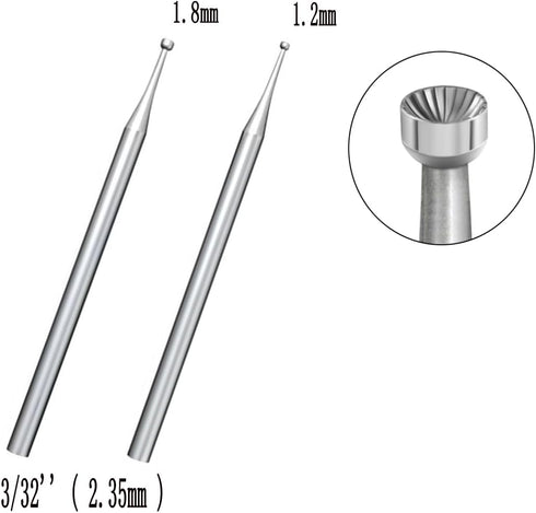 Luo ke 2 Pcs Round Cup Burr, 3/32'' Shank Wire Rounder Burs with Hand Drill Wire Twisting Tools (1.2mm + 1.8mm)...